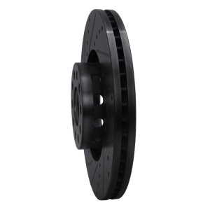 Audi A8 Brake Rotor (1) - Front Left - R1 Concepts - Drilled & Slotted - Black - `00-`03